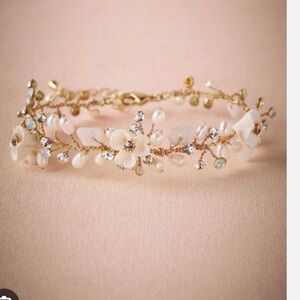 Elegant Gold and Cream Floral Bracelet BHLDN